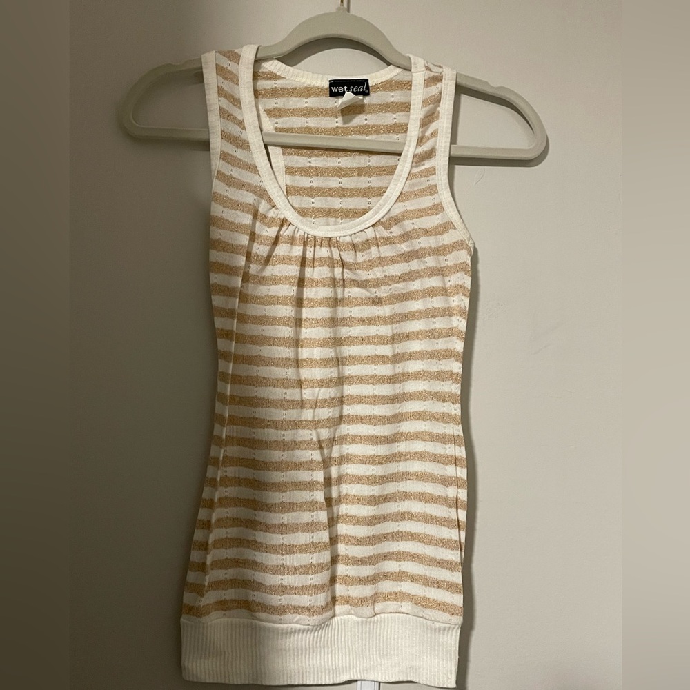 Gold and cream tank top size small.